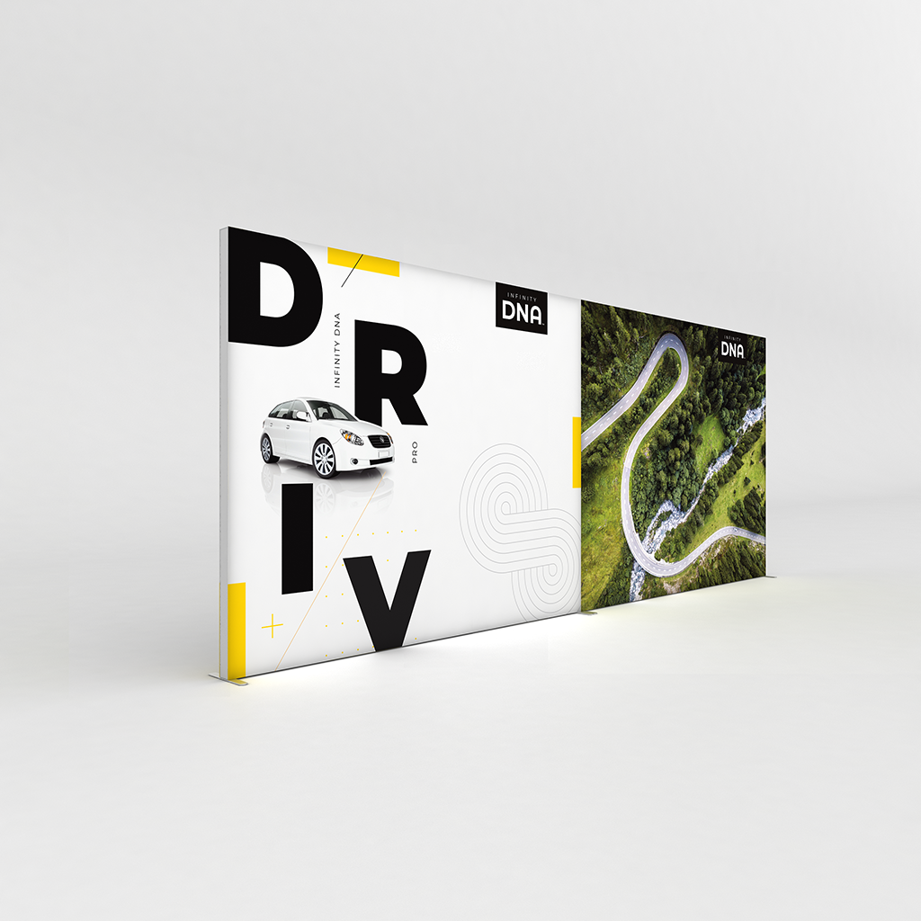 Infinity DNA™ Pro Light Box Displays for Retail Showrooms SEG 20ft Wall